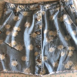 Flowery Denim Skirt